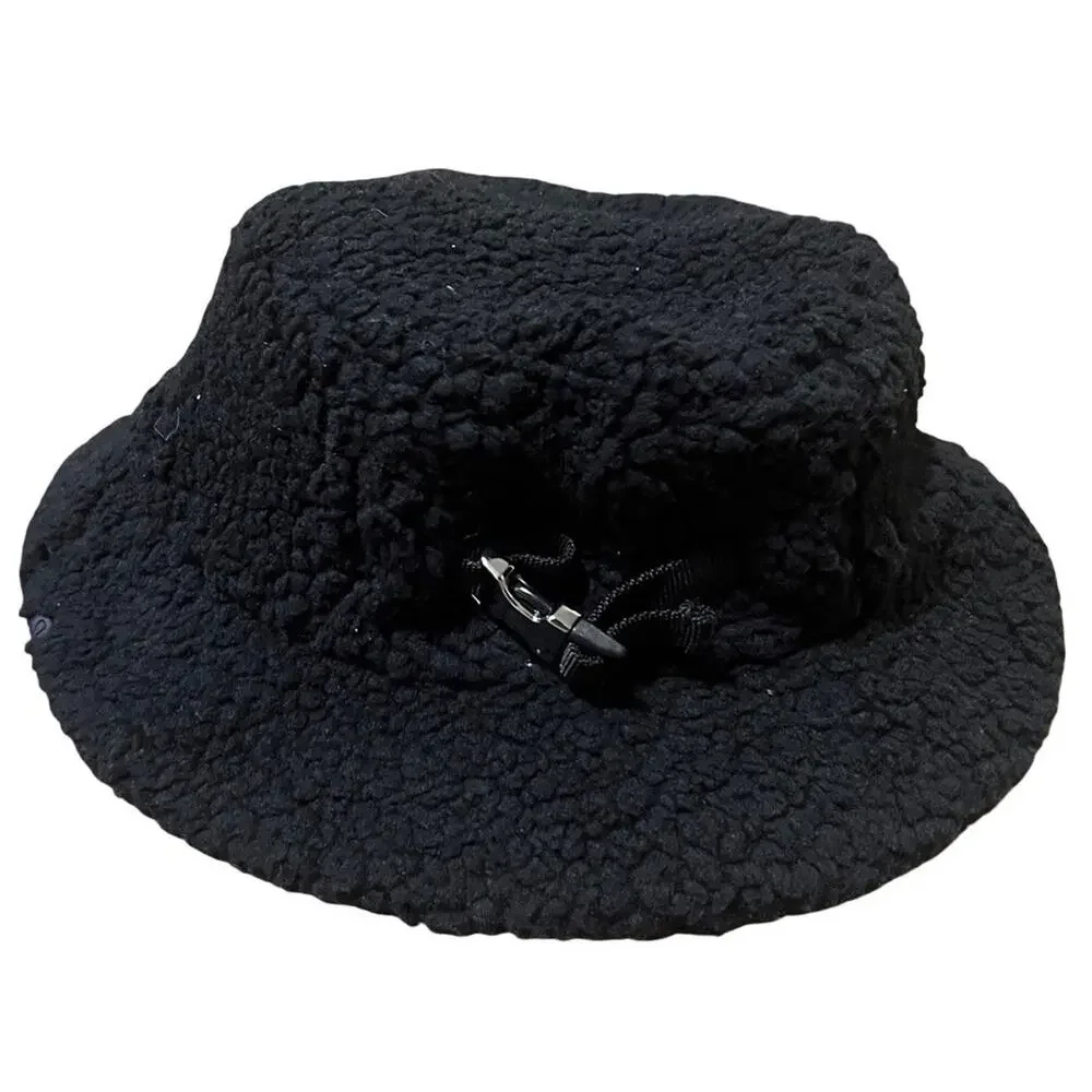 Lululemon Black Sherpa Fleece Bucket Hat with Buckle Detail S/M (0924)